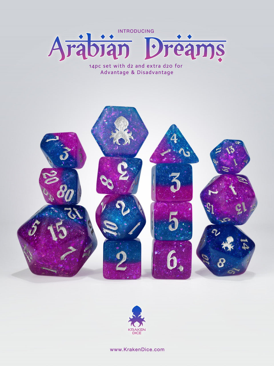 Arabian Dreams 14pc - Limited Run - Silver Ink Dice Set